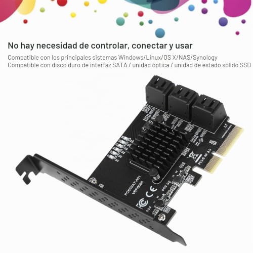 Tarjeta ASM1166 PCIE a SATA3.0 para ampliar puertos de discos duros en torres de PC 3