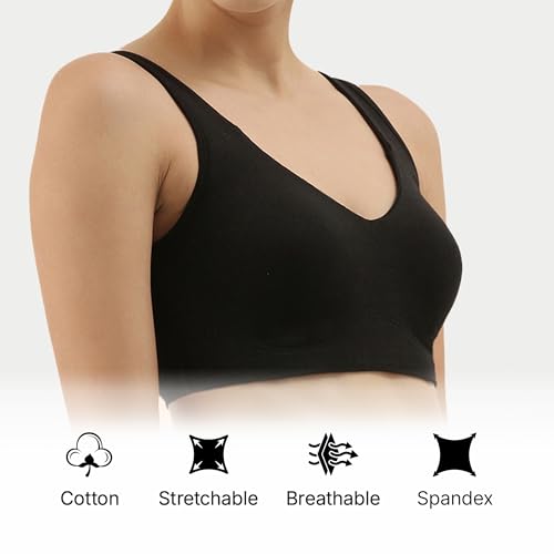 Image of Enamor Easy Slip-On and Back Keyhole Women's Cotton Everyday Beginner's Bra - Padded, Wirefree, Full Coverage - A106