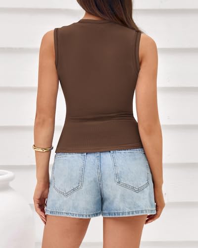 Image of BTFBM High Neck Tank Top for Women Sleeveless Ribbed Y2k Clothes Basic Shirts Going Out Outfits Spring Summer Tops 2026