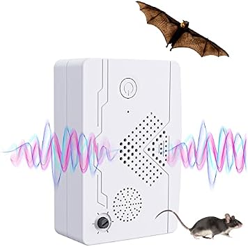 Ultrasonic Bat Repellent, Ultrasonic Pest Mouse Bat Reject Repelling System, Ultrasonic Pest Repeller for House Indoor Pest Bat Squirrel Repellent Outdoor, Keep Bat and Pest Flee Away, white
