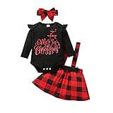 Material: El conjunto de navidad para bebé niña está tejido de algodón de calidad superior. Ultra suave y transpirable, seguro para la piel de los niños. Su hijo se sentirá muy cómodo llevándolo.