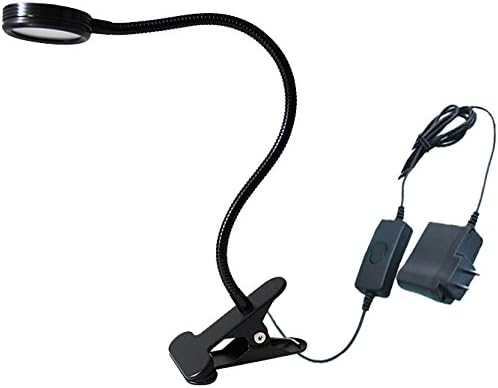 LUMINTURS(TM 3W LED Clip Clamp Lamp Fixture ON/Off Button with Plug Book Light Black Shell Warm White