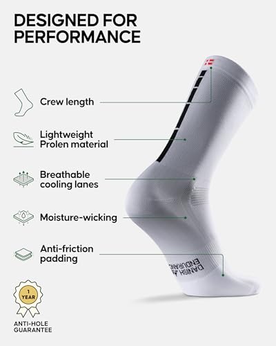 DANISH ENDURANCE Cycling Socks, Crew Length, Breathable, Cushioned, Biking Socks for Men & Women, 3 & 5-Pack, Multicolor (2xOlive/Stripes, 1xWhite/Black), Medium2