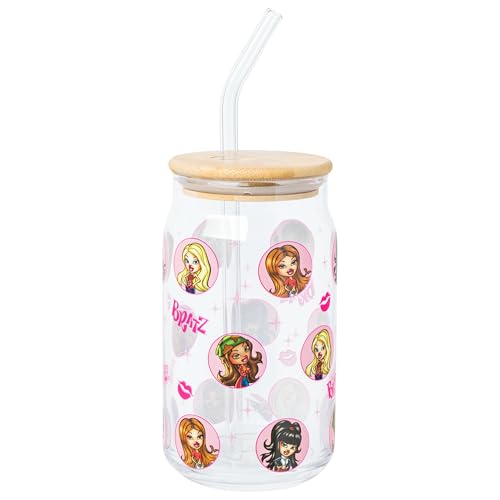 Image of Silver Buffalo Bratz Yasmin Cloe Sasha Jade, 2 Pack Glass Tumbler, 16oz