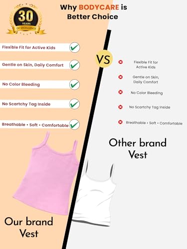 Image of BODYCARE Cotton Pure Cotton Multicolor Vest 100% Regular Fit, for Girls