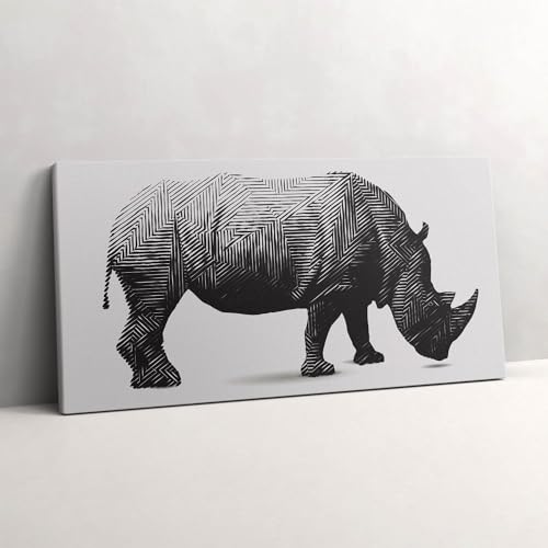 Tableau photo sur toile rhinocéros 140x70cm art moderne