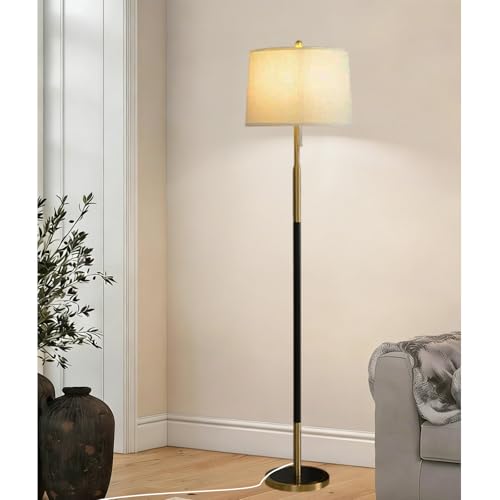 Lámpara de pie regulable de diseño elegante negro y dorado con acabados de alta calidad para salón
