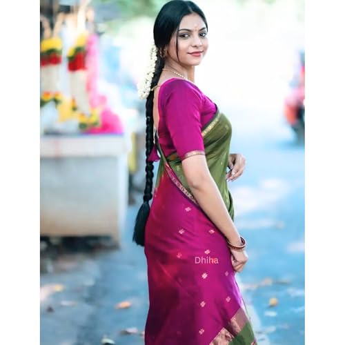 Image of Original Maheswari Cotton Silk Saree for Women | Kanjivaram Pure Silk Cotton Sari with Blouse | Zari Work | Tassels | Handloom Weave
