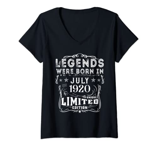 Mujer Cumpleaños Julio 1920 Edición Limitada Regalo Legend July Camiseta Cuello V