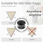 vandroop Collapsible Pour Over Coffee Dripper, Reusable Silicone Pour Over Coffee Maker For Camping, Travel&Home, Portable Single Clever Coffee Dripper With 10 V60 Filter Papers #02(Grey, 2-3 Cup) - Image 6