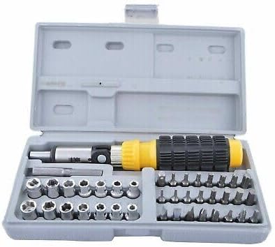 41-Piece Magnetic Ratchet Screwdriver & Socket Wrench Set | CRV Steel Metric Sockets + S2 Driver Bits | Ergonomic Non-Slip Handle | Portable Case | Home DIY & Car Repair Tool Kit