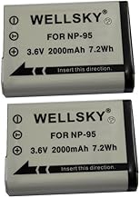 WELLSKY リコー DB-90 富士フィルム NP-95 2個 互換バッテリー [ 純正 充電器 バッテリーチャージャー で充電可能 残量表示可能 純正品と同じよう使用可能 ]