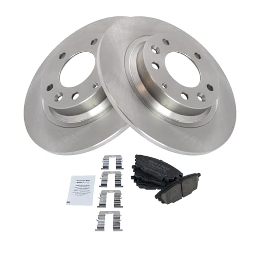 Image of TRQ Rear Brake Pad and Rotor Set Ceramic Compatible with 2003 Mazda Protege