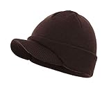 Home Prefer Mens Beanie Hat Knit Winter Hat with Brim Beanie Cap for Men Espresso