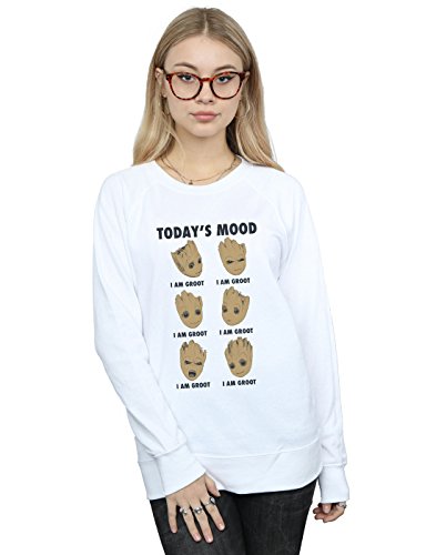 Image of Marvel Women's Guardians Of The Galaxy Groot Today's Mood Sweatshirt White Small