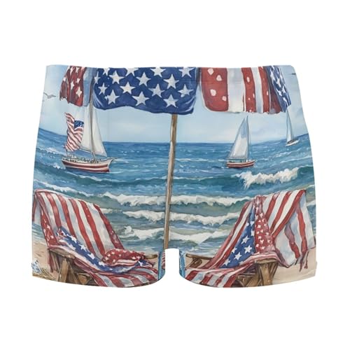 July 4th Independence Day American Flag Beach Mens Swim Trunk Swimwear Swim Brief Square Leg Board Short S S0407124