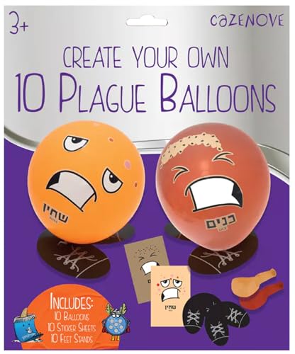 Passover 10 plagues Balloons. Create you own Baloons for the Seder with Stickers Showing the Ten Plagues of Egypt