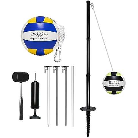 SGSPORT Tetherball Set with Pole, 2 Packs Tether Ball, Rope, Ball Pump & Needle, Hammer, Tetherball Set for Backyard, Families Home Cover