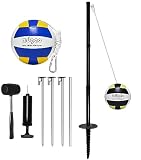 GOOSO Tragbares Tetherball-Set mit 2 Tetherball-Bällen, Seil und Stange, robuste Tetherball-Ausrüstung für Familienspaß, Outdoor-Spiel für Hinterhof, Rasen, Sand und Strand