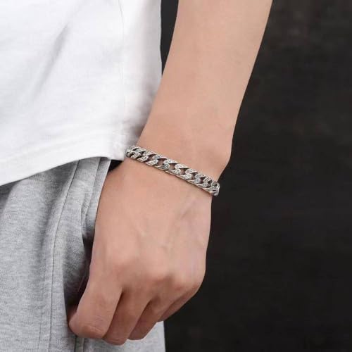 Pulsera de plata esterlina Tang hecha a mano con diseño retro unisex de personalidad 5