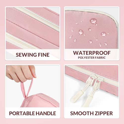 Image of SUNEE Pencil Case, Large Capacity Pencil Pouch, Aesthetic Pen Bag Office Stationery Organizer Simple Sturdy Multifunctional for Teen Girls Women Men, Pink