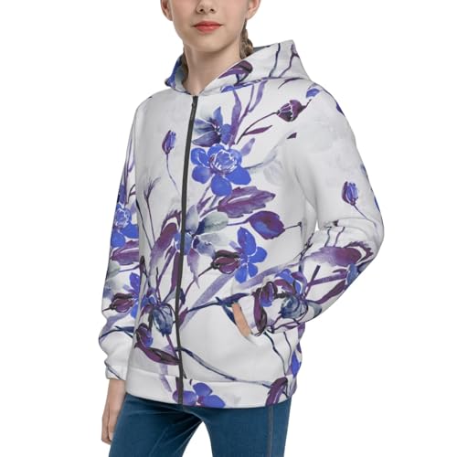 Spring Wildflowers Kid Hoodies Boys Zip Up Sweatshirts Girls Pullover with Pocket