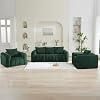 Corduroy Boneless Living Room Sets, Modern Upholstered 3 Seater Sofa with 2 Signle Accent Chairs, Comfy Deep Seat Cloud Sofa Couch Sets for Living Room, Green