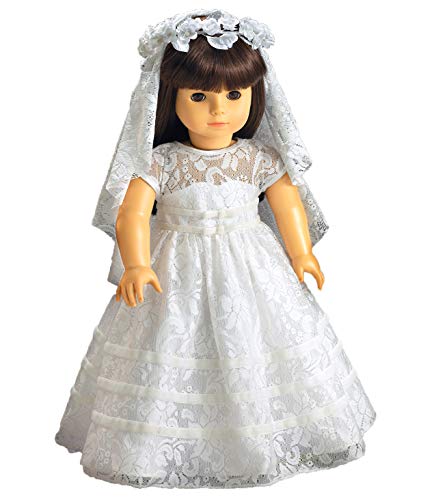 CARPATINA Special Day Communion Bridal Dress, Veil and Flower Wreath fits 18