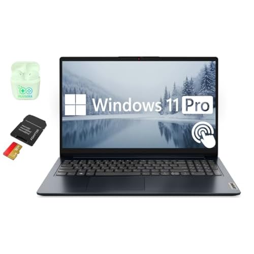 Lenovo IdeaPad 15.6” FHD Touchscreen Laptop, 24GB RAM 1.5TB Storage (1TB SSD+512GB SD Card), 10-Cores Intel Core i5-1235U, Windows 11 Pro with Microsoft Office Included, PLUSERA Earphones
