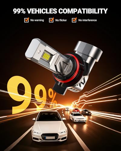 Image of SEALIGHT 9012 LED Light Bulbs, 900% 44,000LM Super Bright, 1:1 Real Size, 6500K Cool White HIR2 /9012 Bulb for Car Powersports ATV /UTV, 80000Hrs Long Lifespan, Pack of 2