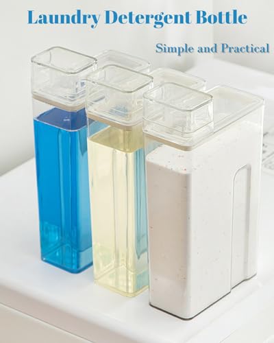 VVGAOGES Detergent Dispenser, Reusable Empty Bottles, 1000 ml/34 oz Detergent Container for Liquid Detergent and Fabric Softener, Washroom Organiser (Transparent) - Image 2