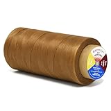 Mandala Crafts Tan Flat Waxed Thread for Leather Sewing - 273 Yds 150D 0.8mm Polyester Leather Thread String Waxed Cord for Leatherwork, Beading, Bookbinding, Hand Stitching