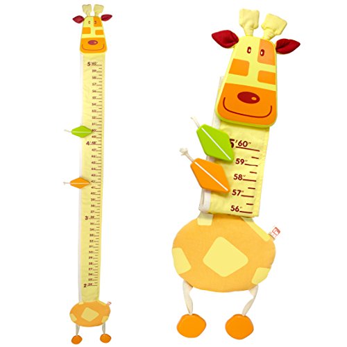 Wood and Fabric Wall Growth Chart, Height Measurement, Scale, Ruler for Kids (Giraffe)