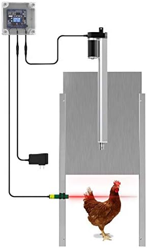 Anbt Chicken Coop Auto Door Opener Kit Door Opener & Closer with Light Sensor Rainproof Outdoor Controller Actuator Motor,Remote Control Poultry Coop (Timer Version)