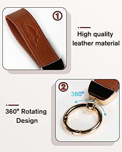 Weeksun Leather Car Keychain, Key Chain With Gift Box, Car Keychains, Leather Key Chain Holder, Universal Key Fob Keychain With 2 Keyrings And 1 Screwdriver For Men And Women - Brown #TOP3