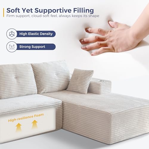 Image of MAXYOYO 132 inch Giant U-Shaped Modular Sectional Couch, Modern Boneless Couch for Living Room, Sofa in A Box, Oversized Sofa with Deep Seat, No Assembly Required, Grayish Beige