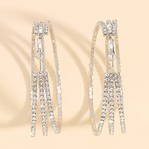YERTTER Vintage Circle Hoop Dangle Earrings Crystal Rhinestone Round Drop Earrings Tassel Earrings Women Statement Earrings for Wedding Women Brides4