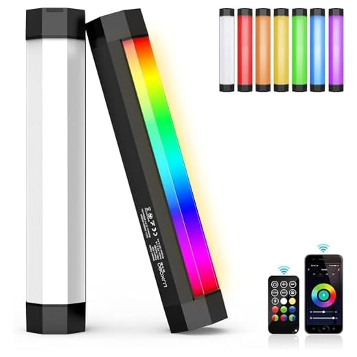 Mini Varinha de luz portátil de LED para fotografia, temperatura de cor ajustável 3000K-6000K, luz de vídeo LED portátil CRI 95+ USB recarregável com Controle Remoto (Mini RGB Luz)