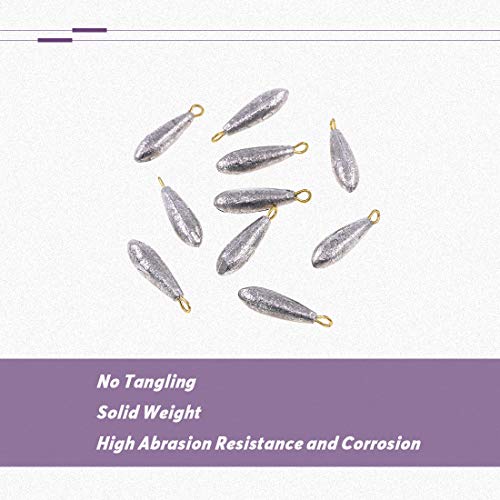 image for Swpeet 10Pcs 10g Fishing Sinkers Raindrop Shape Bullet Weights Sinkers
