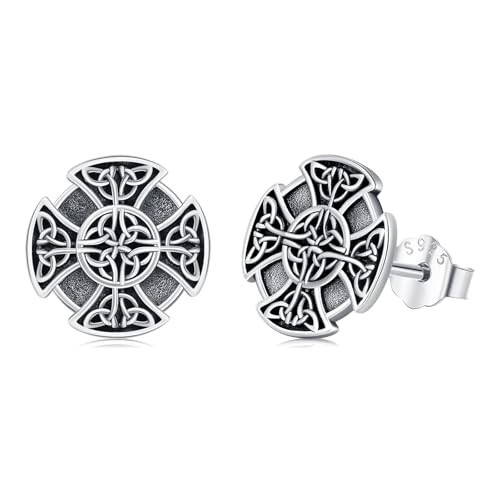 Boucles d'oreilles celtiques en argent 925 massif et nœud de la Trinité