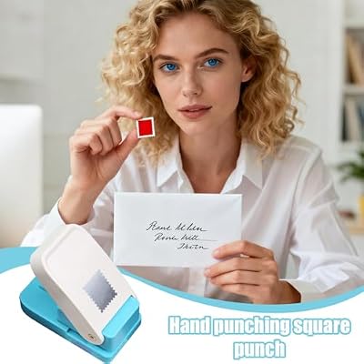 Square Hole Punch, 2 Pack Rectangular Postage Stamp Punch, Hand-Punched Stamp, Effortless Square Embossing Tool, Portable Large Hole Puncher for Cardboard Scrapbook Postage Envelope Labels Wrapping
