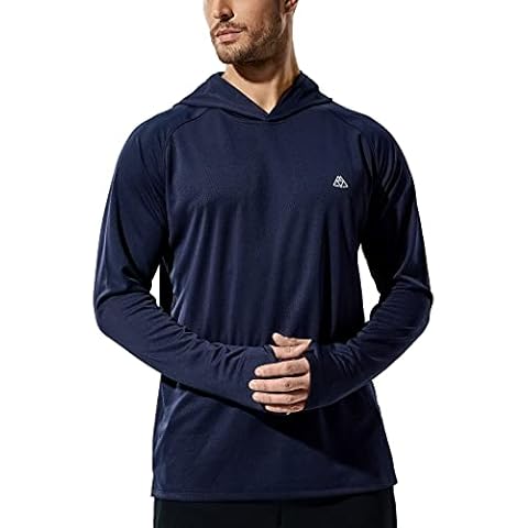 Haimont Men's Long Sleeve Lightweight Sun Hoodie UPF 50+ UV Protection Shirt Quick Dry Athletic Loose Fit with Thumbholes Cover