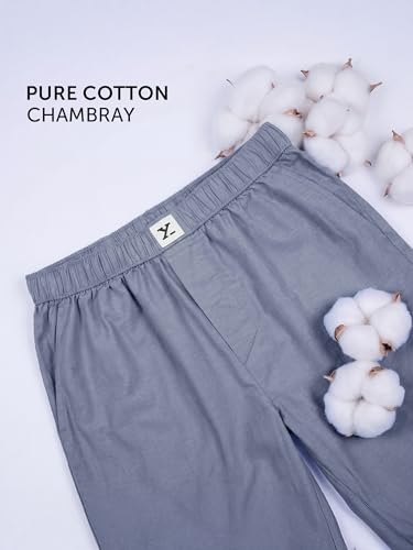 Image of XYXX Ultra-Breathable Solid Cotton Chambray Pyjamas For Men