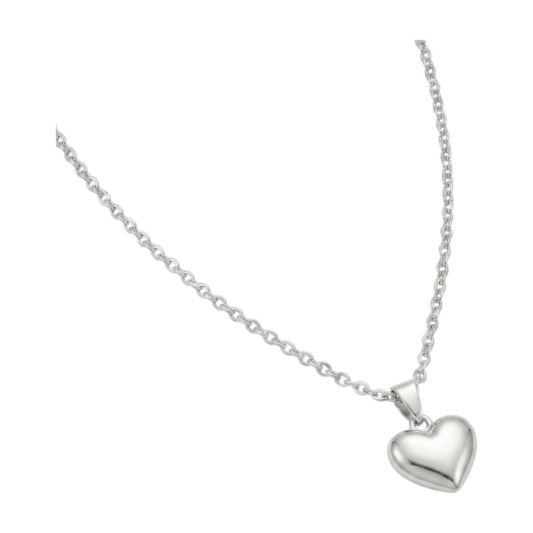 Thin Link Heart Shaped Silver Pendant Necklace Chain For Women and Girls-image-44