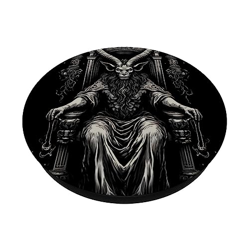 Baphomet Throne Goat Head Satanic Witchcraft Occult PopSockets Swappable PopGrip, Black - Image 2