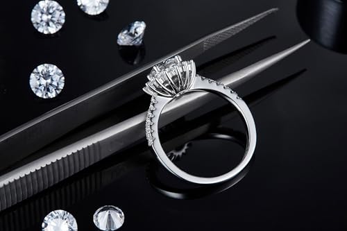 Atylyk 1CT Women's Moissanite Engagement Ring 925 Sterling Silver Big Flower Design Halo Wedding Band, D Color VVS1 Clarity, Anniversary Birthday Gift Jewelry4