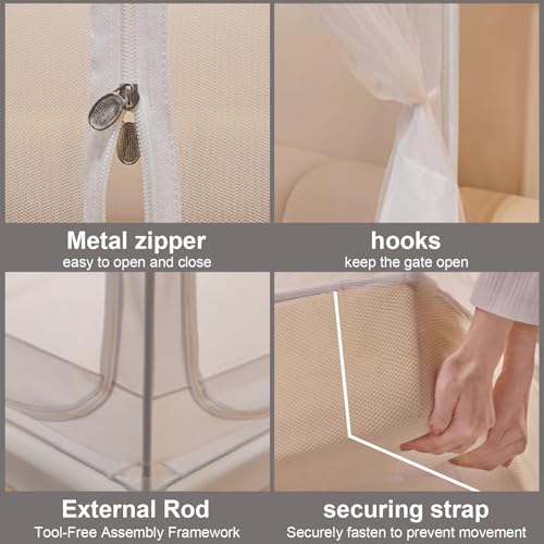 Image of Dawnwake Mosquito Net, Anti-Fall Mosquito Neting Bed for Babies /Adult /Outdoor,Portable Foldable Travel /Camping Mosquito Net Tent, Suit for King Size Bed (White, 200 * 180cm)