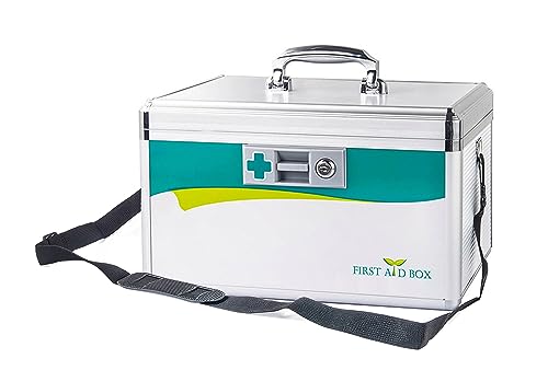 TUKA-i-AKUT 2X 17L Maletín para Medicamentos con Cerradura, Portátil Botiquín de Primeros Auxilios, Almacenamiento Caja Medicinal, Prueba de Niños, Aleación de Aluminio, Asa de Transporte, TKD6400-L