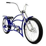 Tracer Leopard 26 Inch Wheel Chopper Stretch Bike Beach Cruiser High Rise Handlebar Suspension Fork 1Speed 26 X 3 Fat Tires (GT - Blue)