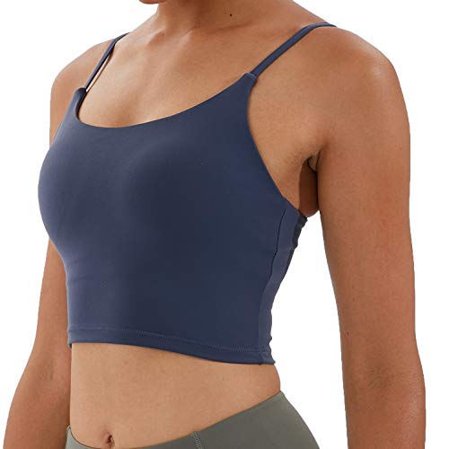 Image of Women's Strappy Stretch Sports Bra Longline Yoga Tank Top Fitness Bra Workout Camisole Crop Tops for Teen Girl